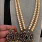 Victorian Elephant CZ Swaroski Pearls Beads Mala Necklace - Green