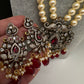 Victorian Elephant CZ Swaroski Pearls Beads Mala Necklace - Red