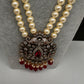 Victorian Elephant CZ Swaroski Pearls Beads Mala Necklace - Red