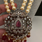 Victorian Elephant CZ Swaroski Pearls Beads Mala Necklace - Red