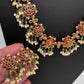 Kempu Lotus Color Long Necklace - Green