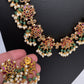 Kempu Lotus Color Long Necklace - Green