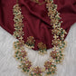 Kempu Lotus Color Long Necklace - Green
