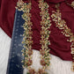 Kempu Lotus Color Long Necklace - Red