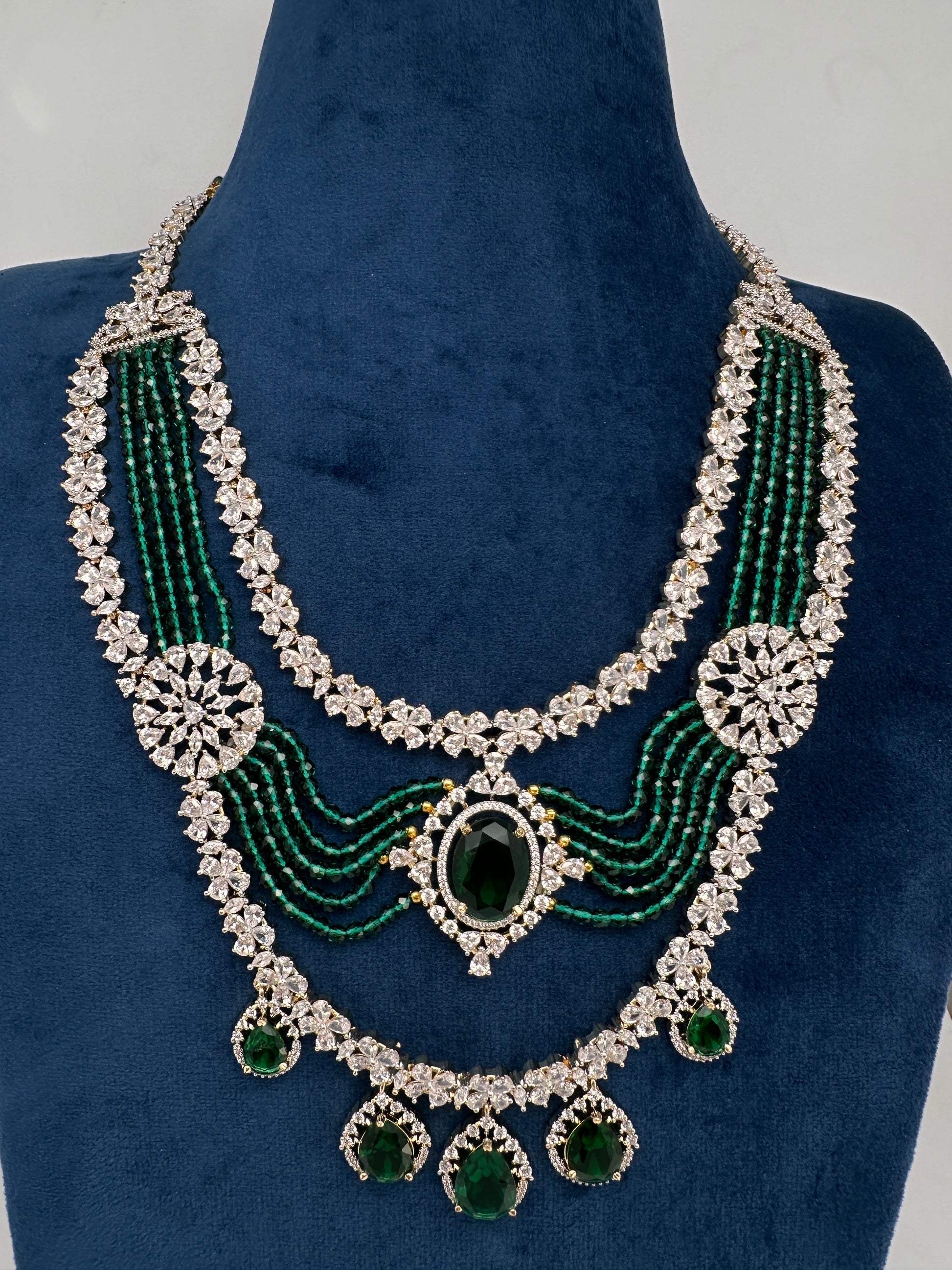 AD Multi Layer Beads Fussion Necklace - Green