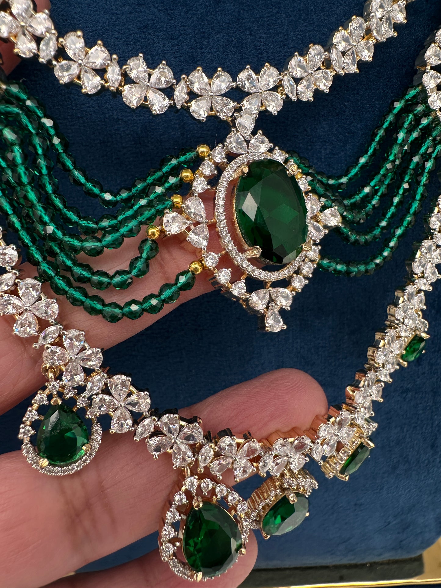 AD Multi Layer Beads Fussion Necklace - Green