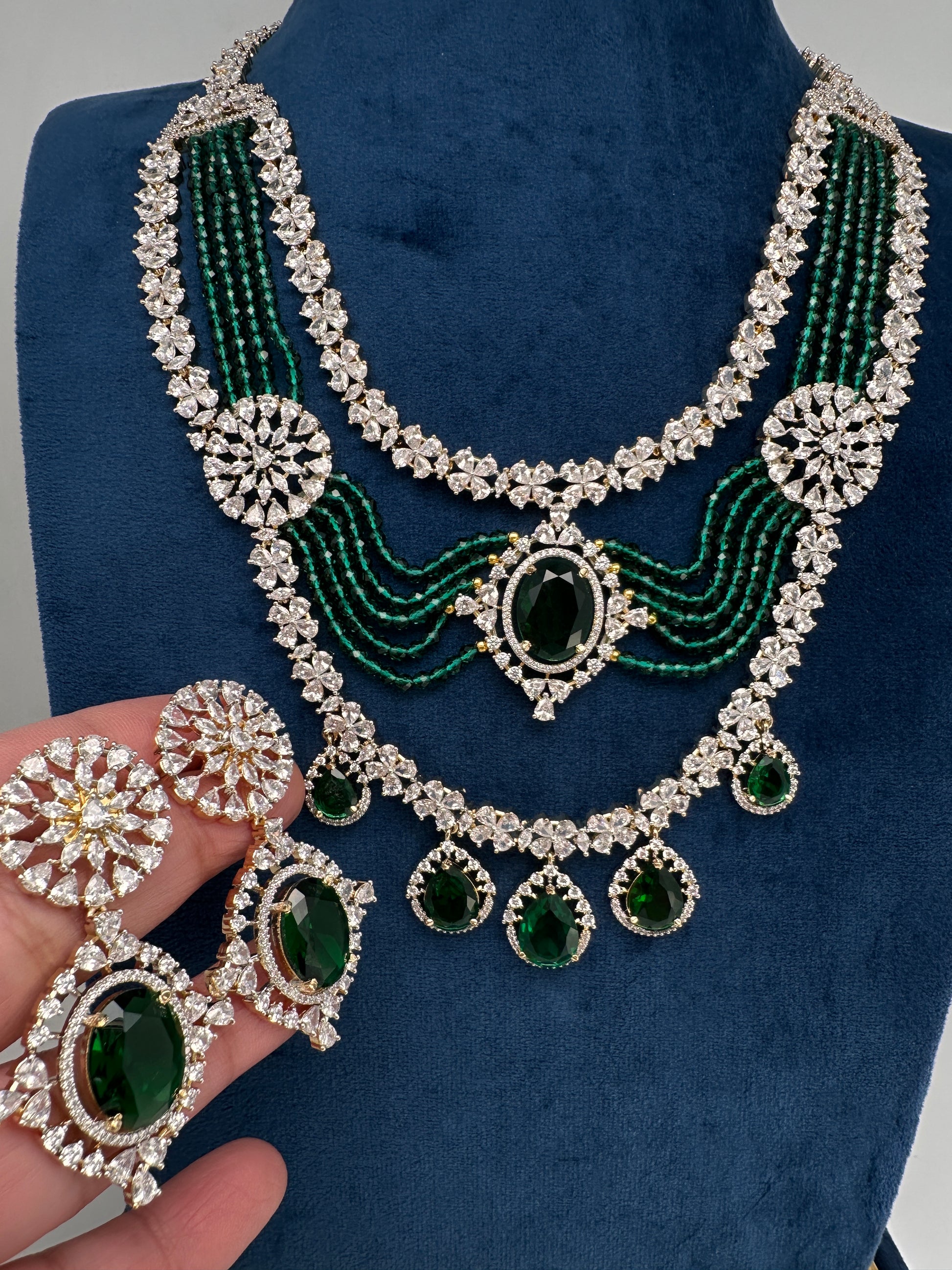 AD Multi Layer Beads Fussion Necklace - Green