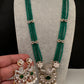 CZ Green Beads Birdie Necklace - 