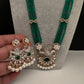 CZ Green Beads Birdie Necklace - 
