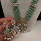 CZ Beads Long Color Stone Birdie Necklace - MintGreen