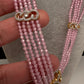 CZ Beads Long Color Stone Birdie Necklace - Pink