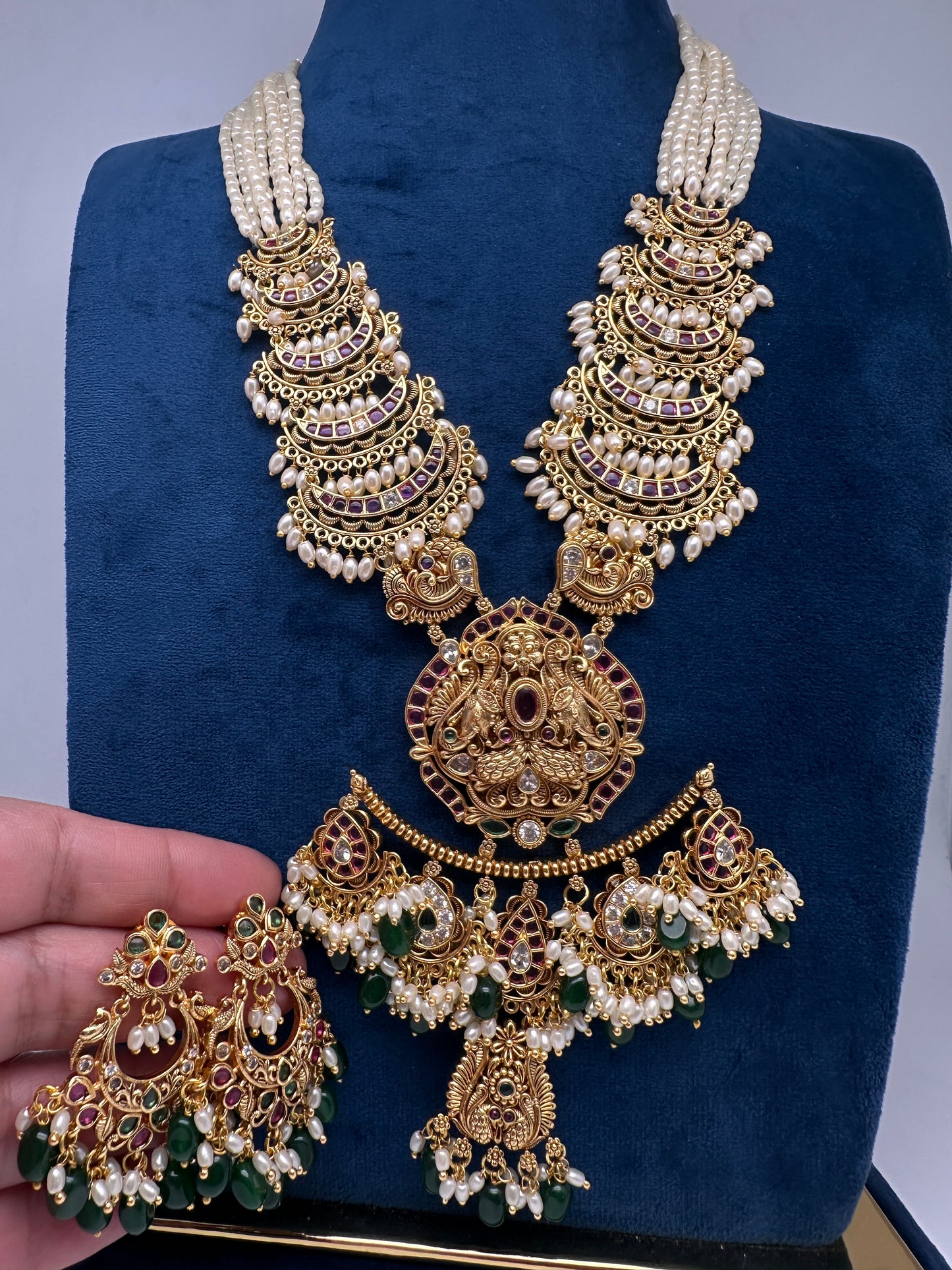 Chandbali Red Beads Long Necklace - 