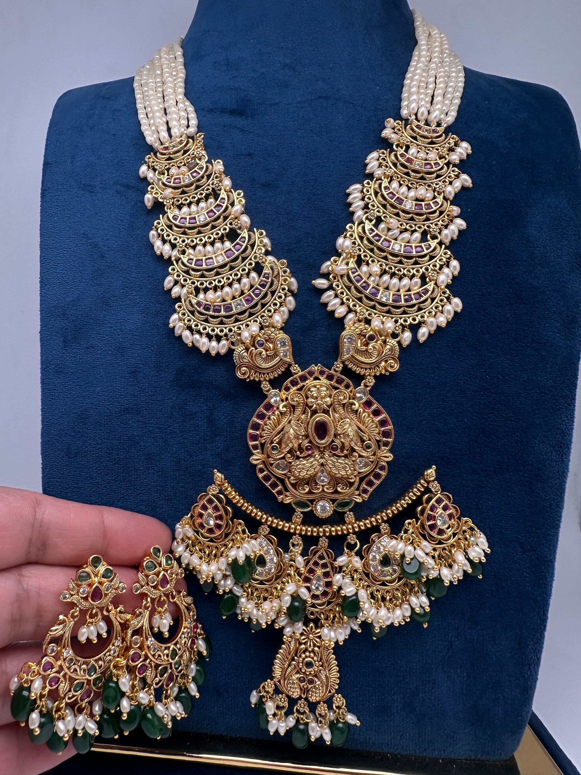 Chandbali Red Beads Long Necklace - 