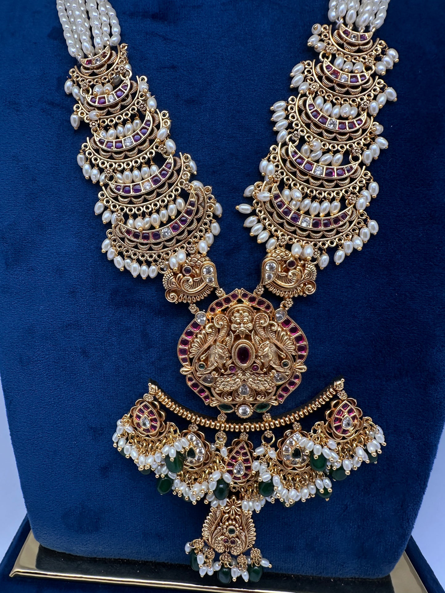 Chandbali Red Beads Long Necklace - 