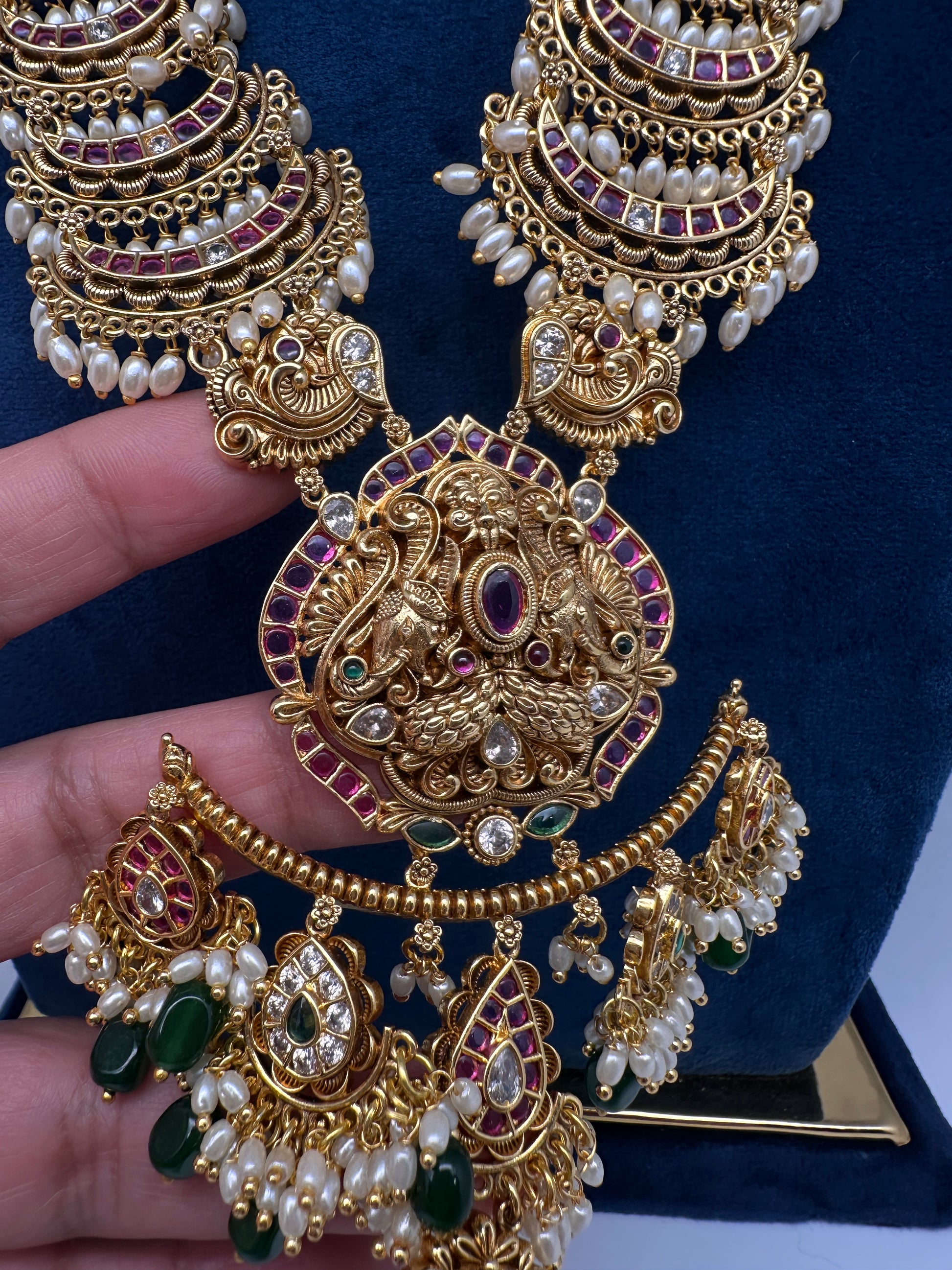 Chandbali Red Beads Long Necklace - 