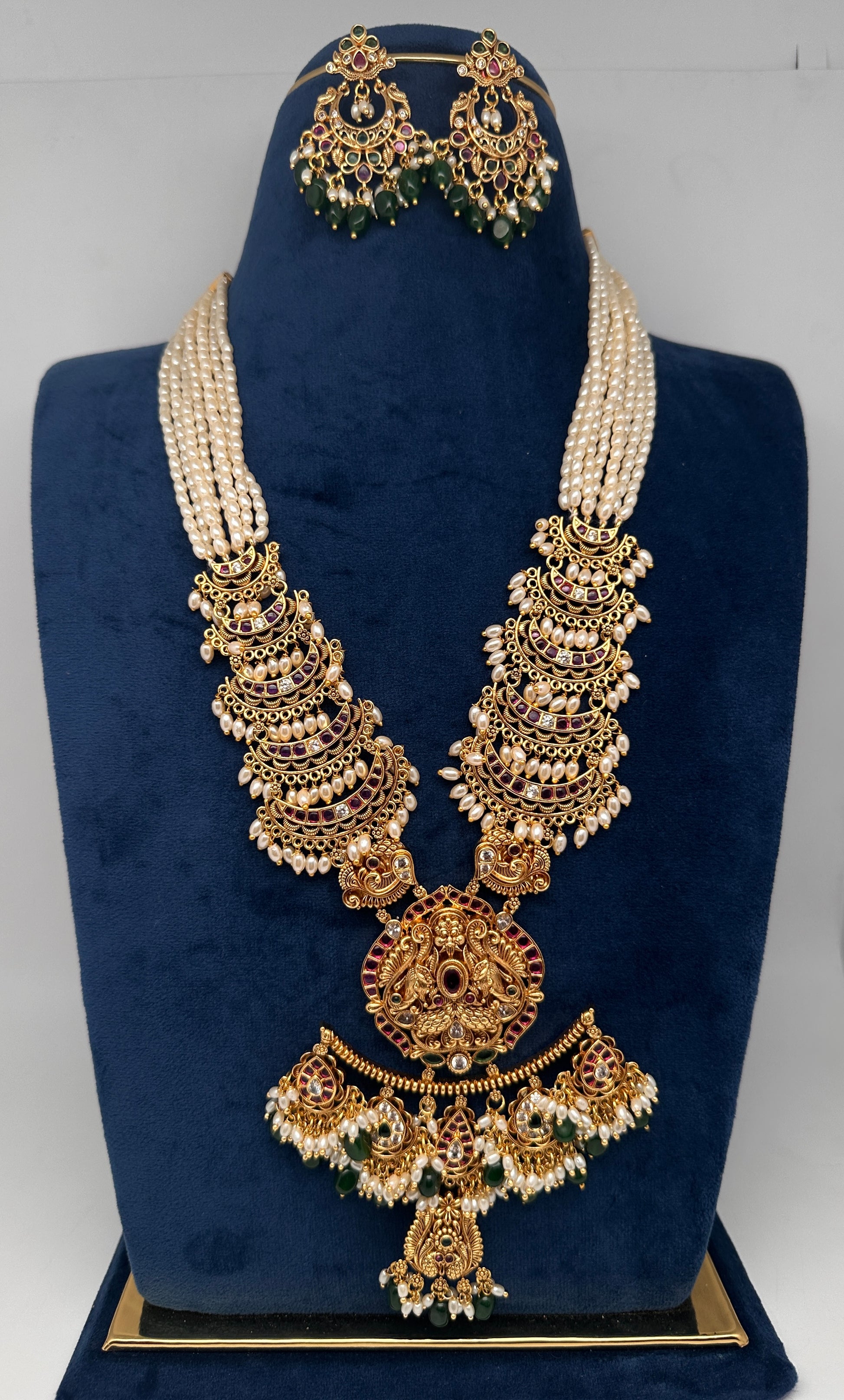 Chandbali Red Beads Long Necklace - 