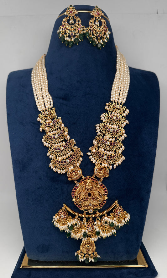 Chandbali Red Beads Long Necklace - 