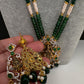 Goddess Lakshmi Beads Long Color Stone Necklace - Green