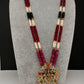 Goddess Lakshmi Beads Long Color Stone Necklace - Red