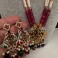 Goddess Lakshmi Beads Long Color Stone Necklace - Red