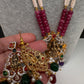 Goddess Lakshmi Beads Long Color Stone Necklace - Red