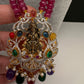 Goddess Lakshmi Beads Long Color Stone Necklace - Red