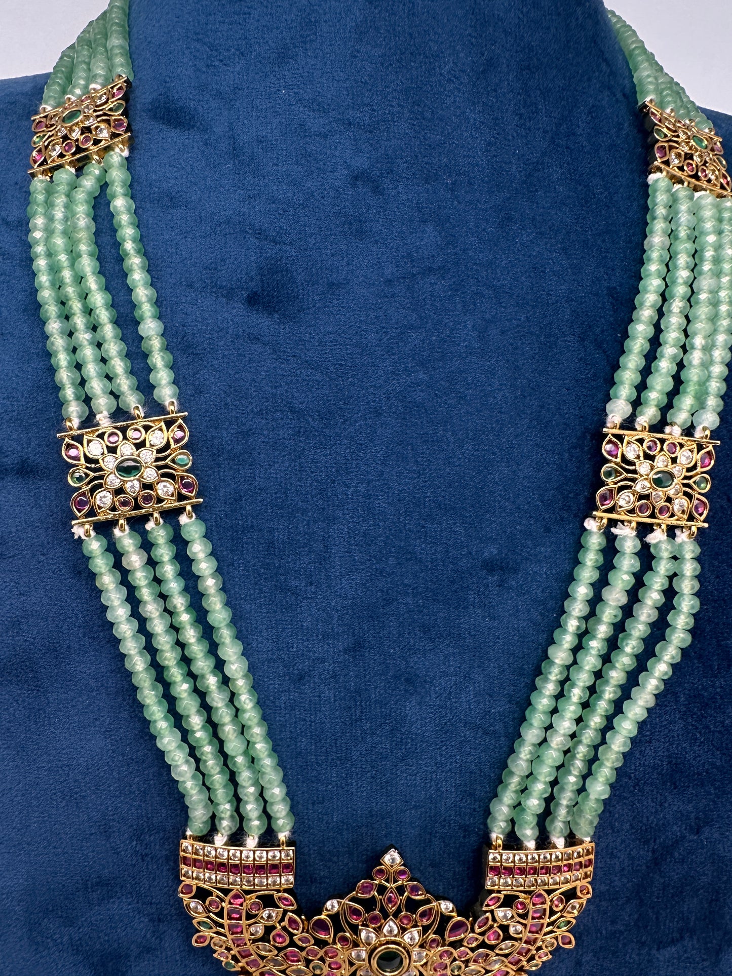 Kemp Beads Long Rani Haar Color Stone Necklace - MintGreen