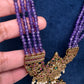 Kemp Beads Long Rani Haar Color Stone Necklace - Purple
