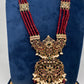 Kemp Beads Long Rani Haar Color Stone Necklace - Red