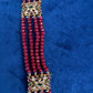 Kemp Beads Long Rani Haar Color Stone Necklace - Red
