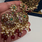 Kemp Beads Long Rani Haar Color Stone Necklace - Red