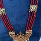 Kemp Beads Long Rani Haar Color Stone Necklace - Red