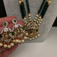 Ganesha Pearls Beads Long Color Stone Necklace - Green
