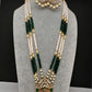 Ganesha Pearls Beads Long Color Stone Necklace - Green