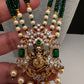 Ganesha Pearls Beads Long Color Stone Necklace - Green