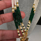 Ganesha Pearls Beads Long Color Stone Necklace - Green