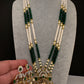 Ganesha Pearls Beads Long Color Stone Necklace - Green