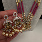 Ganesha Pearls Beads Long Color Stone Necklace - Red