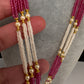 Ganesha Pearls Beads Long Color Stone Necklace - Red