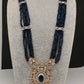 CZ Beads Long Color Stone Necklace - Blue