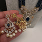 CZ Beads Long Color Stone Necklace - Blue