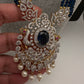 CZ Beads Long Color Stone Necklace - Blue