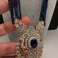 CZ Beads Long Color Stone Necklace - Blue