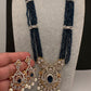 CZ Beads Long Color Stone Necklace - Blue