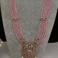 CZ Beads Long Color Stone Necklace - Pink