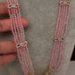 CZ Beads Long Color Stone Necklace - Pink