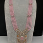 CZ Beads Long Color Stone Necklace - Pink