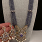 CZ Beads Long Color Stone Necklace - Purple