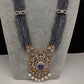CZ Beads Long Color Stone Necklace - Purple