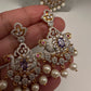 CZ Beads Long Color Stone Necklace - Purple